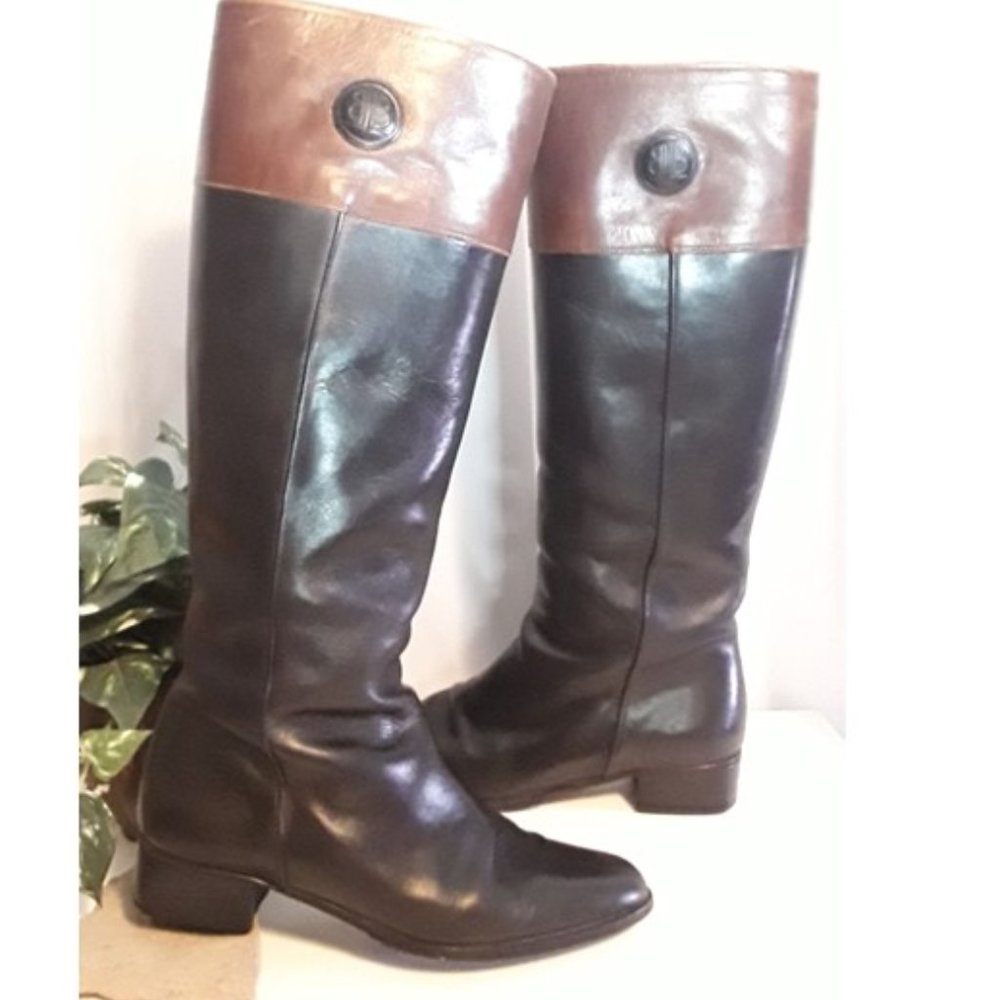 1970 Vintage Lorenzo Banfi Italian Leather Two Tone  Riding Boots Org $795